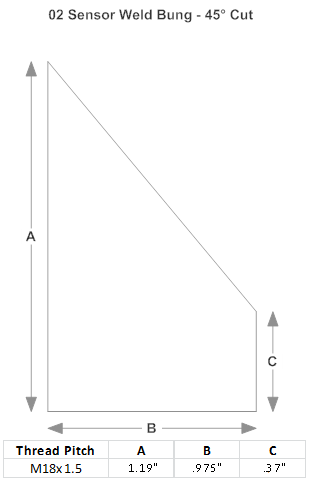 Stainless Steel O2 Sensor Weld Bung 45° Cut M18x1.5