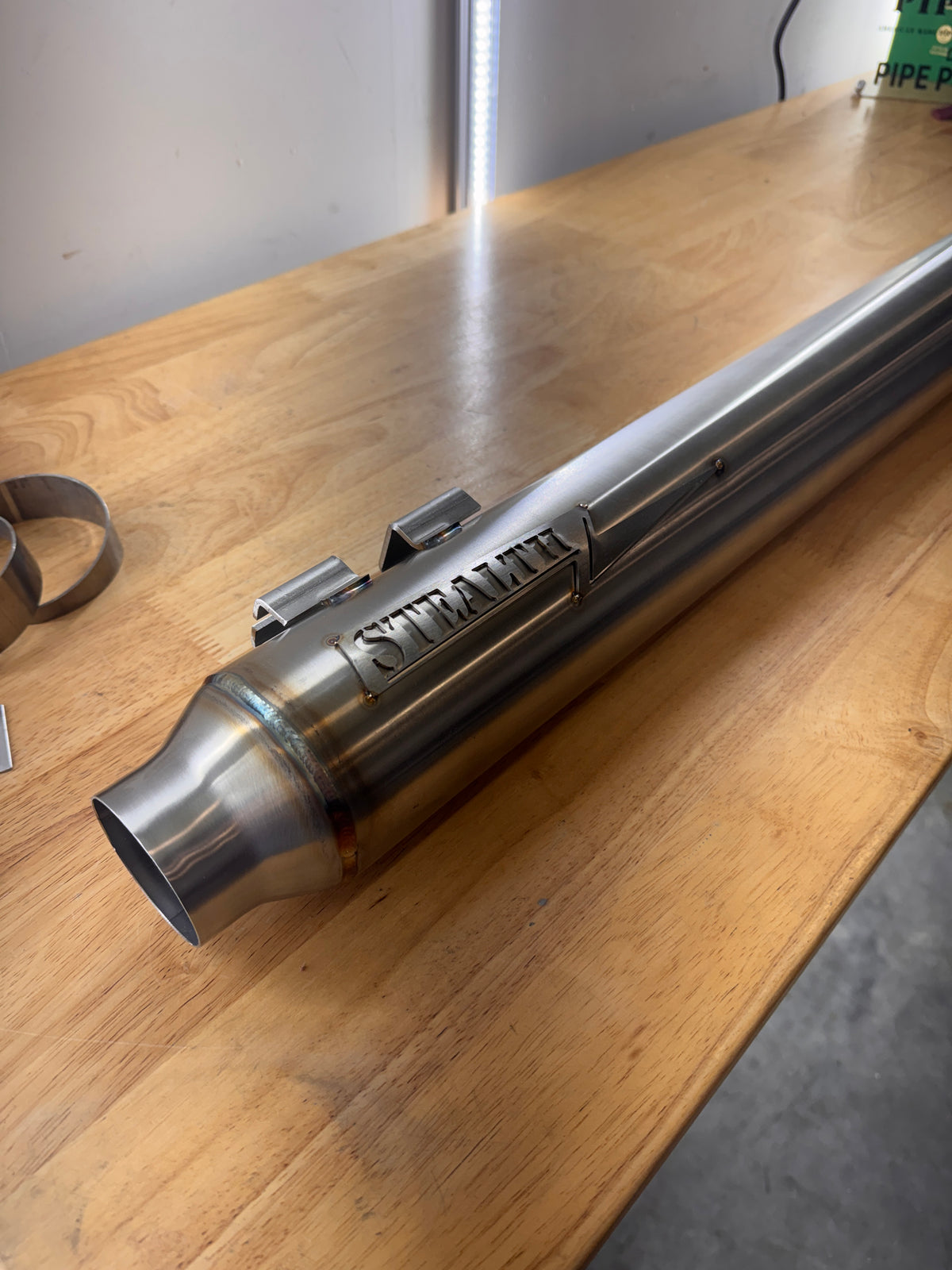 Pipe Bomb Full Length Harley Bagger Slip On 2.25" Muffler, photo 5 of 9