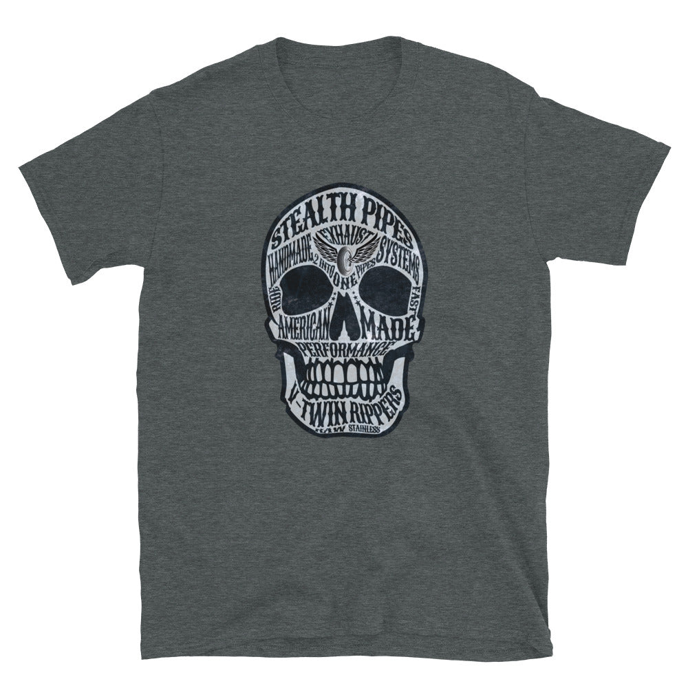 Stealth Gotta Have Skulls T-shirt in green – skull design with “Stealth Pipes Performance” text, photo 2 of 3