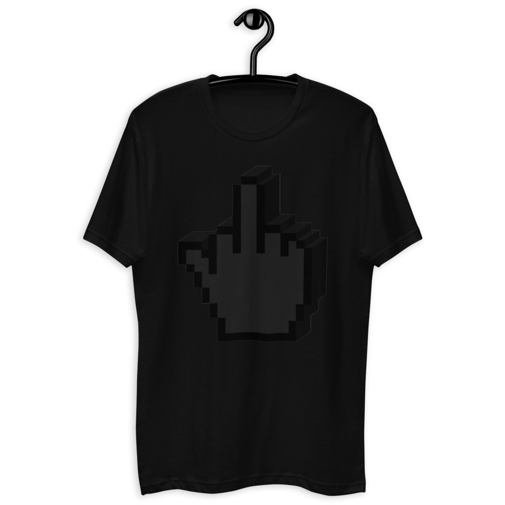 Black No Really T-shirt featuring bold pixelated middle finger graphic on chest, photo 1 of 8