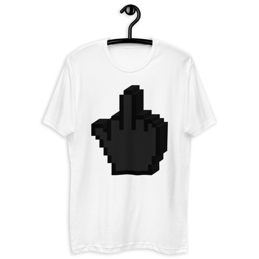 White No Really T-shirt with large pixelated middle finger design on chest, photo 7 of 8